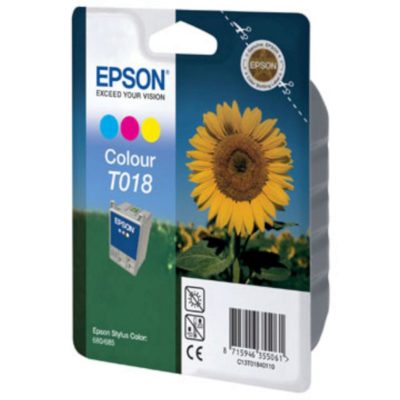 Epson Sunflower T018 Ink Cartridge, Tri-Colour Single Pack, C13T01840110